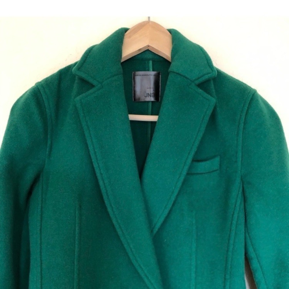 Like New! JBNY Handmade Wool Coat -Elegant Green Double-Breasted Women's Coat - Picture 7 of 8